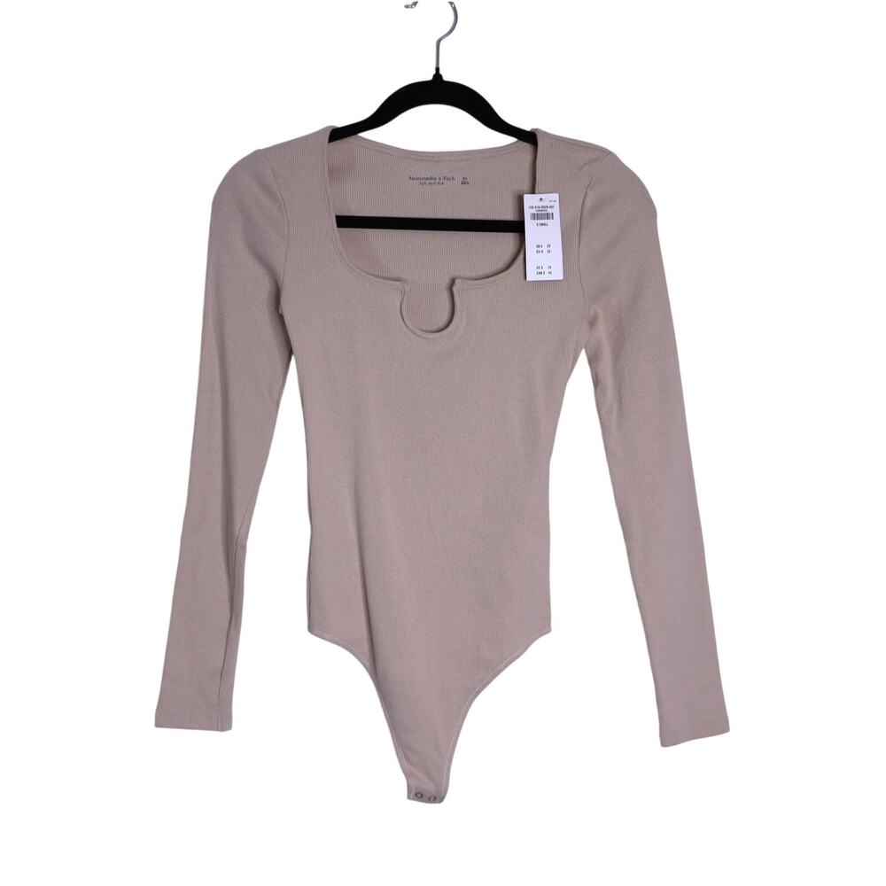 ABERCROMBIE & FITCH Sweetheart Knit Bodysuit NWT Beige Thong Cut Women's XS
